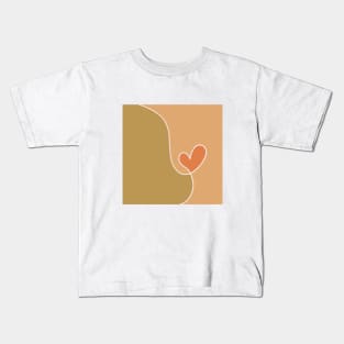 Heart One Line Art - Abstract Heart Single Line - Heart Continuous Line Kids T-Shirt